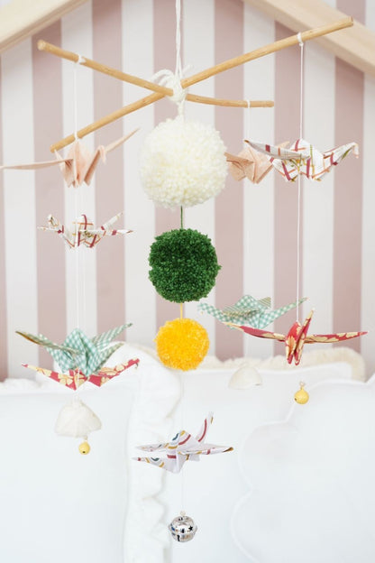 Moi Mili Vintage Vibe Origami Nursery Mobile - Earth-toned hanging baby mobile