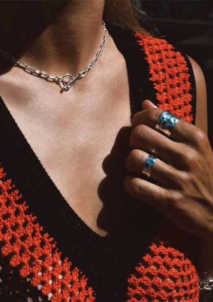 Paper Clip Choker - Silver
