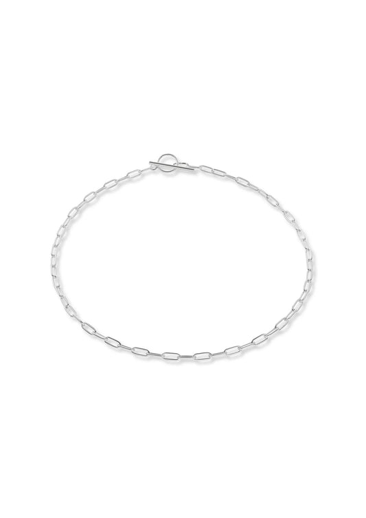 Close-up of the minimalist silver Paper Clip Choker on a clean white background.