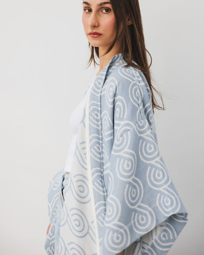  Lightweight bamboo viscose dressing gown with belt - Blue