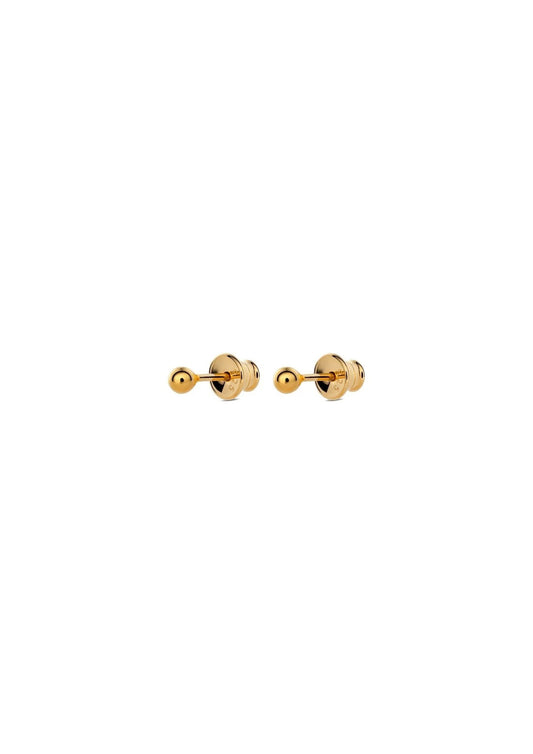 Minimalist gold Pin Up Earrings displayed on a seamless white background.
