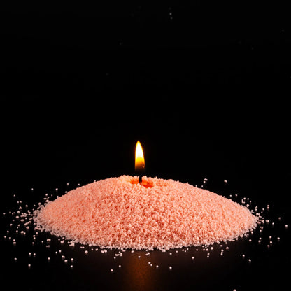 Close-up of vibrant Peach vegetable wax pearls texture 330g