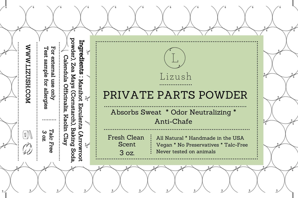 2 x Talc-Free Intimate Body Powder - Kaolin clay and arrowroot ingredient detail | Lizush