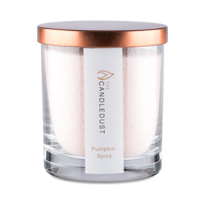 Candledust Pumpkin Spice scented pearled candle in a 160g glass jar with cotton wick