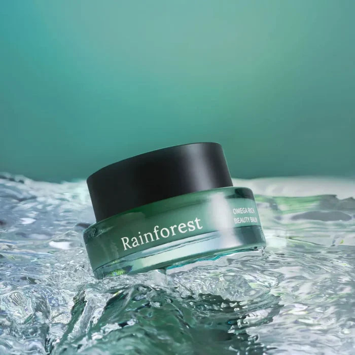 USVA Rainforest omega rich beauty balm on a water background