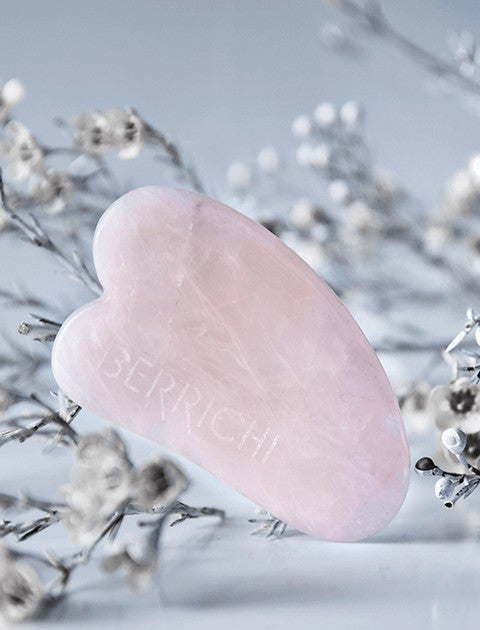  Berrichi Rose Quartz Gua Sha massage tool close up