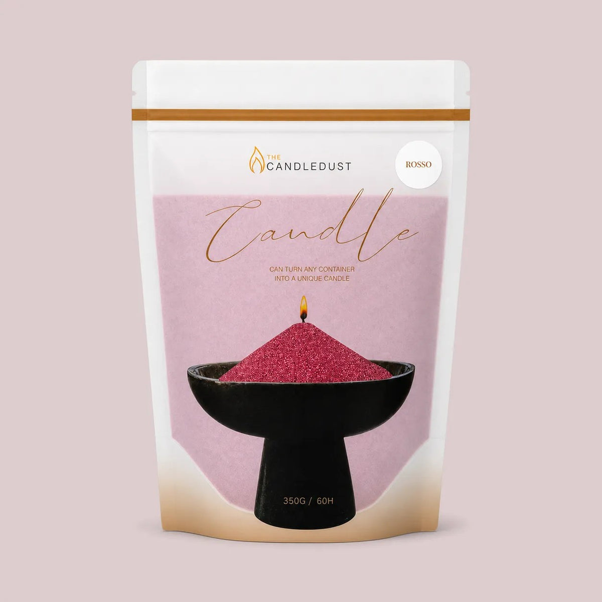 Candledust Rosso scented pearled candle sand in a 350g resealable refill pouch