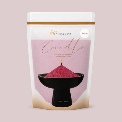 Candledust Rosso scented pearled candle sand in a 350g resealable refill pouch