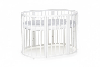 KOTTO Olin white round baby crib bundle with custom 3-piece mattress - level 3 -
