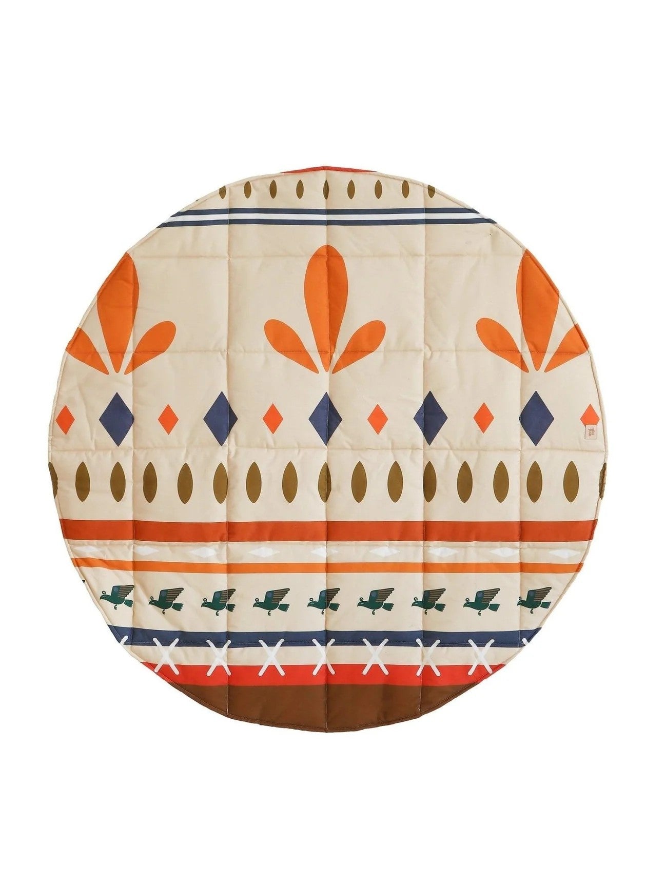Moi Mili Round Cotton Mat Native Vibe - Circular quilted playmat with tribal pattern