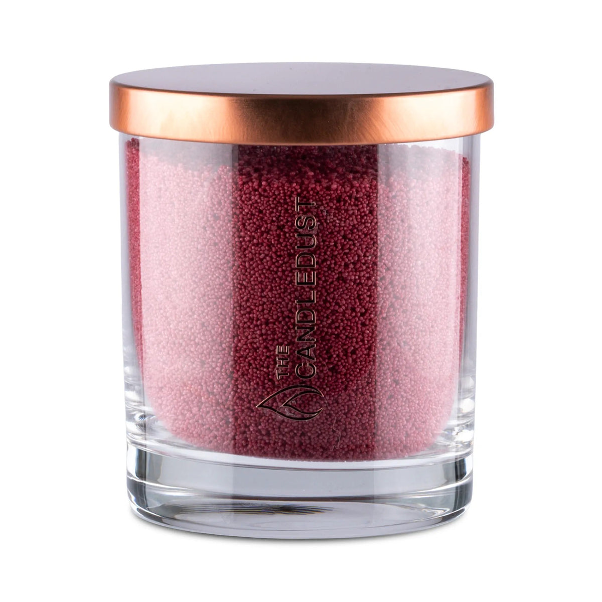 Candledust Sangria Red unscented pearled candle in a 160g glass jar with cotton wick
