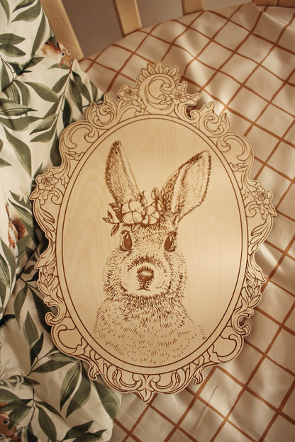 Set of 4 Engraved Forest Animals Pictures with Retro Frame