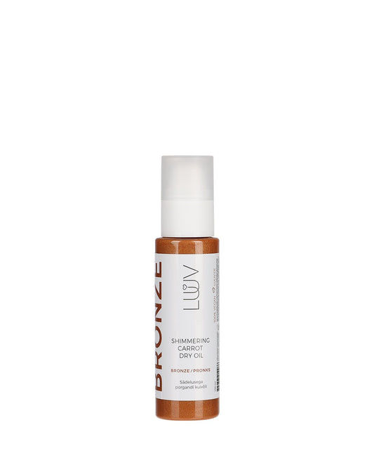 Shimmering Carrot Dry Oil Bronze, 100ml - Illuminating dry oil for a radiant bronze finish by LUUV.