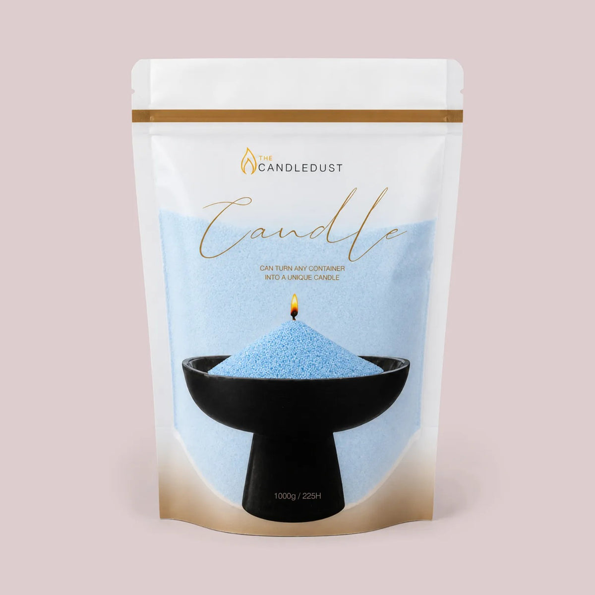 Candledust Sky Blue unscented pearled candle sand in a 1kg resealable refill pouch