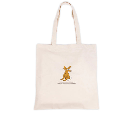 Official Moomin Sniff beige cotton tote bag front view