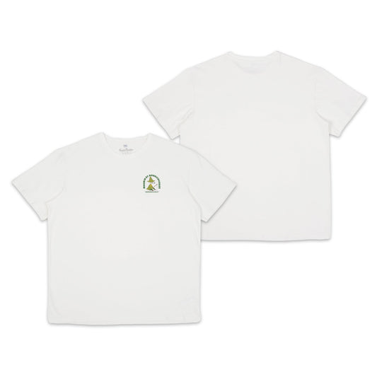 Front and Back view of the Snufkin Fishing T-Shirt Unisex White - Official Moomin graphic tee by Nordicbuddies.