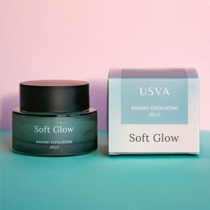 50ml packaging of USVA Cosmetics Soft Glow Radiant Exfoliating Jelly.