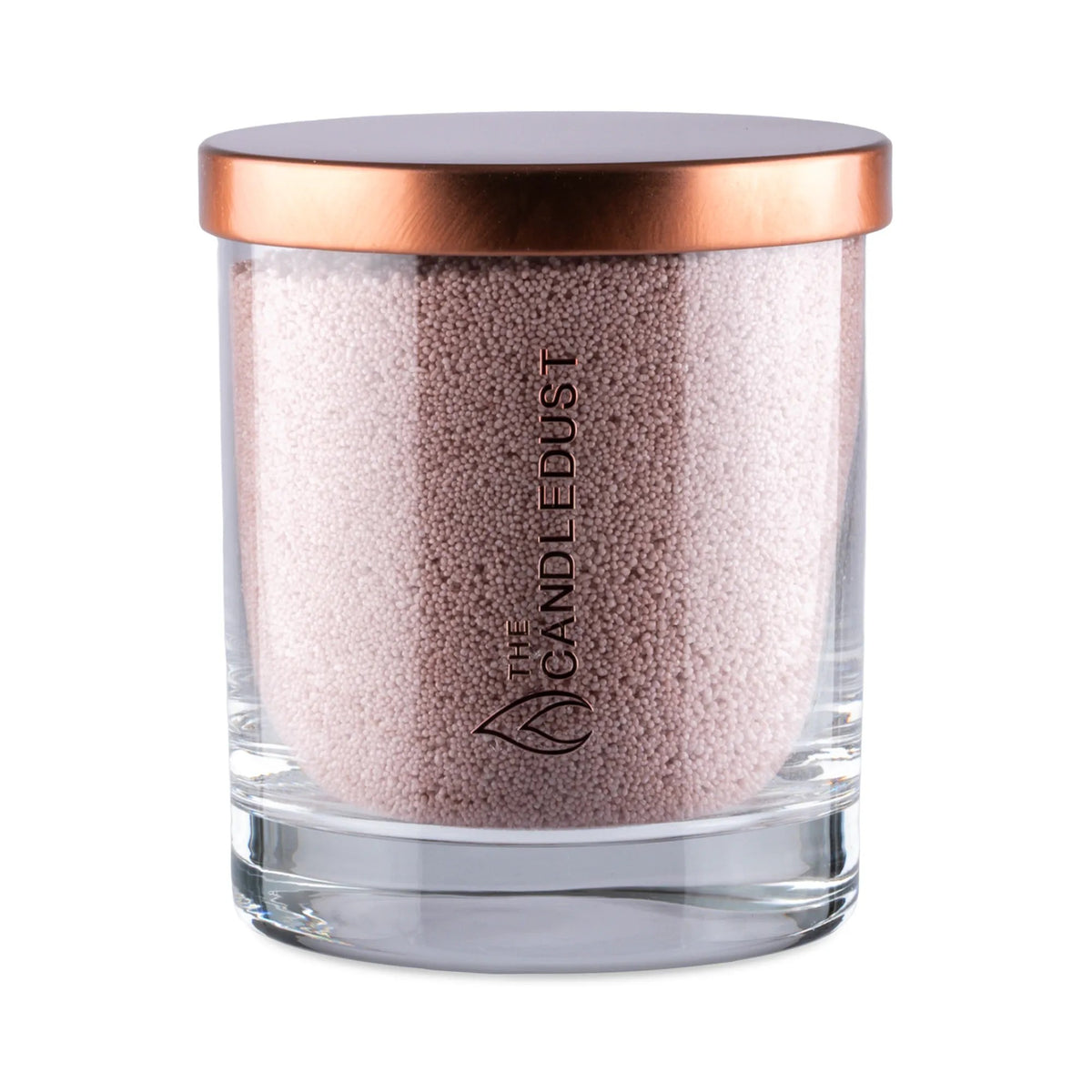 Candledust Nude unscented pearled candle in a 160g transparent glass jar with natural cotton wick