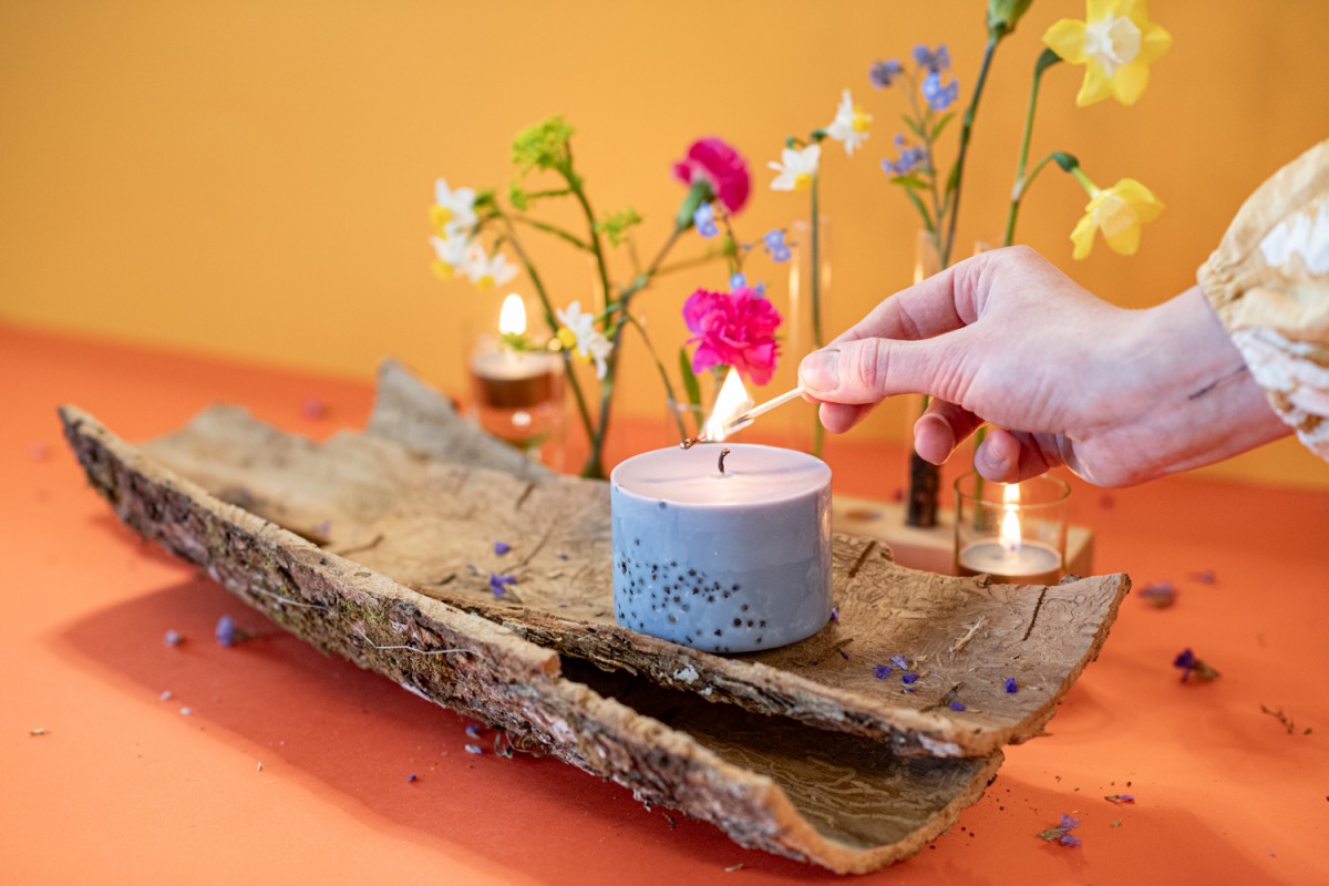 Peony floral scented soy wax candle handmade by TL Candles
