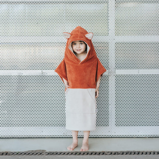 Surffoxy Absorbent bamboo-cotton surf animal hooded towel - Orange