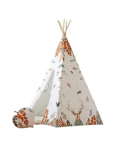 Moi Mili Forest Friends Teepee Tent - High-quality cotton play tent with forest animal print
