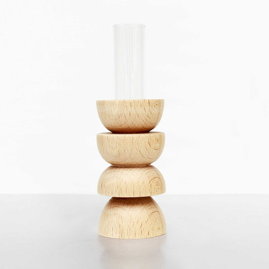 Handcrafted solid wood Totem vase Medium Nº 4, inspired by ancestral shapes. Sustainable wooden sculpture made in Portugal by 5mm Paper.