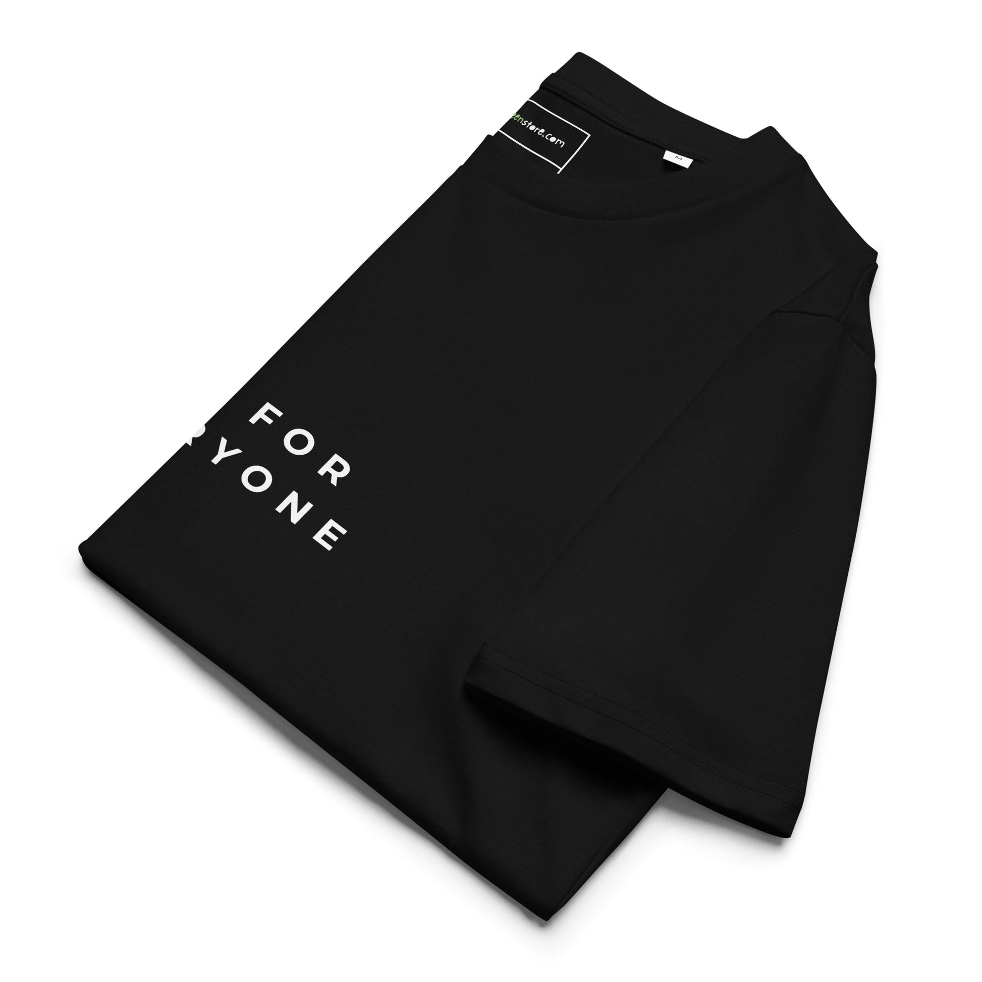Side view of the folded Not for Everyone t-shirt showing the sleeve detail. black