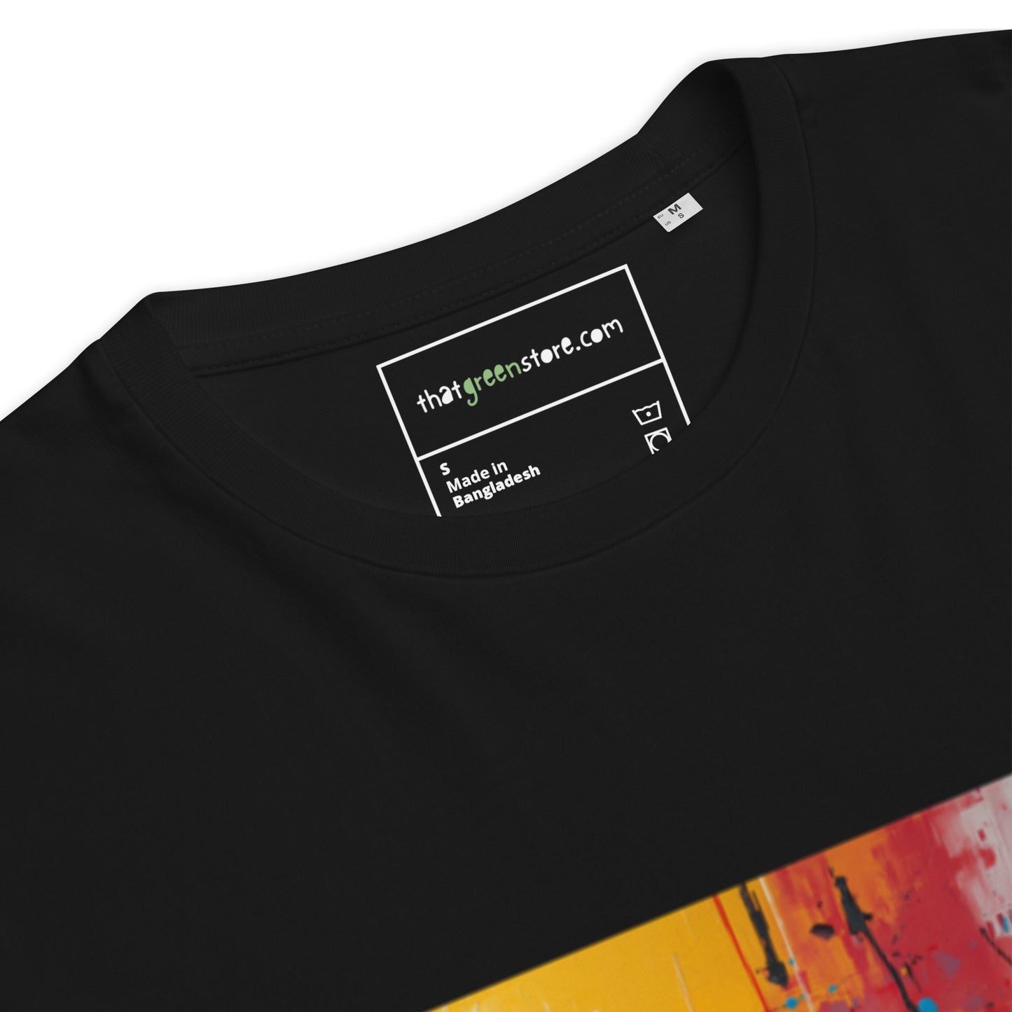 Zoom on the label of the City Pulse t-shirt. black