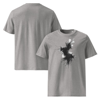 Flat lay full front and back view of the Phantom Spirit organic cotton t-shirt. grey