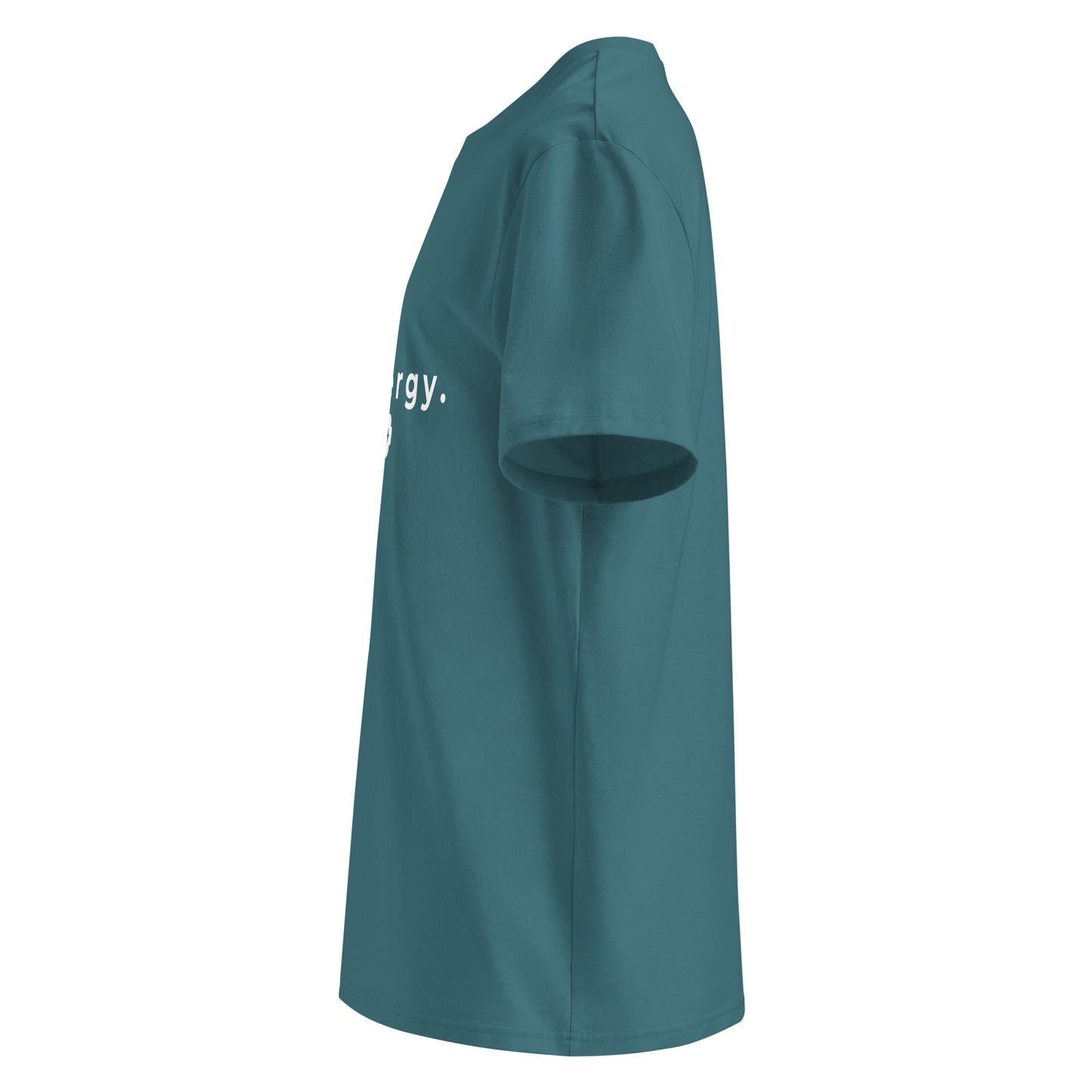 Side view of the neatly folded 1% Energy vegan t-shirt showing fabric thickness. stargazer