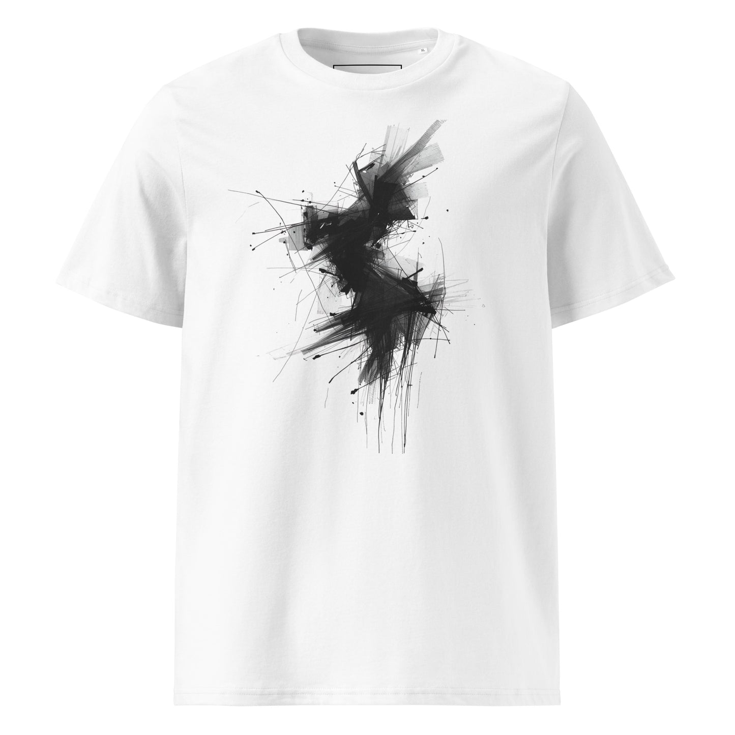 Flat lay full front view of the Phantom Spirit organic cotton t-shirt. white