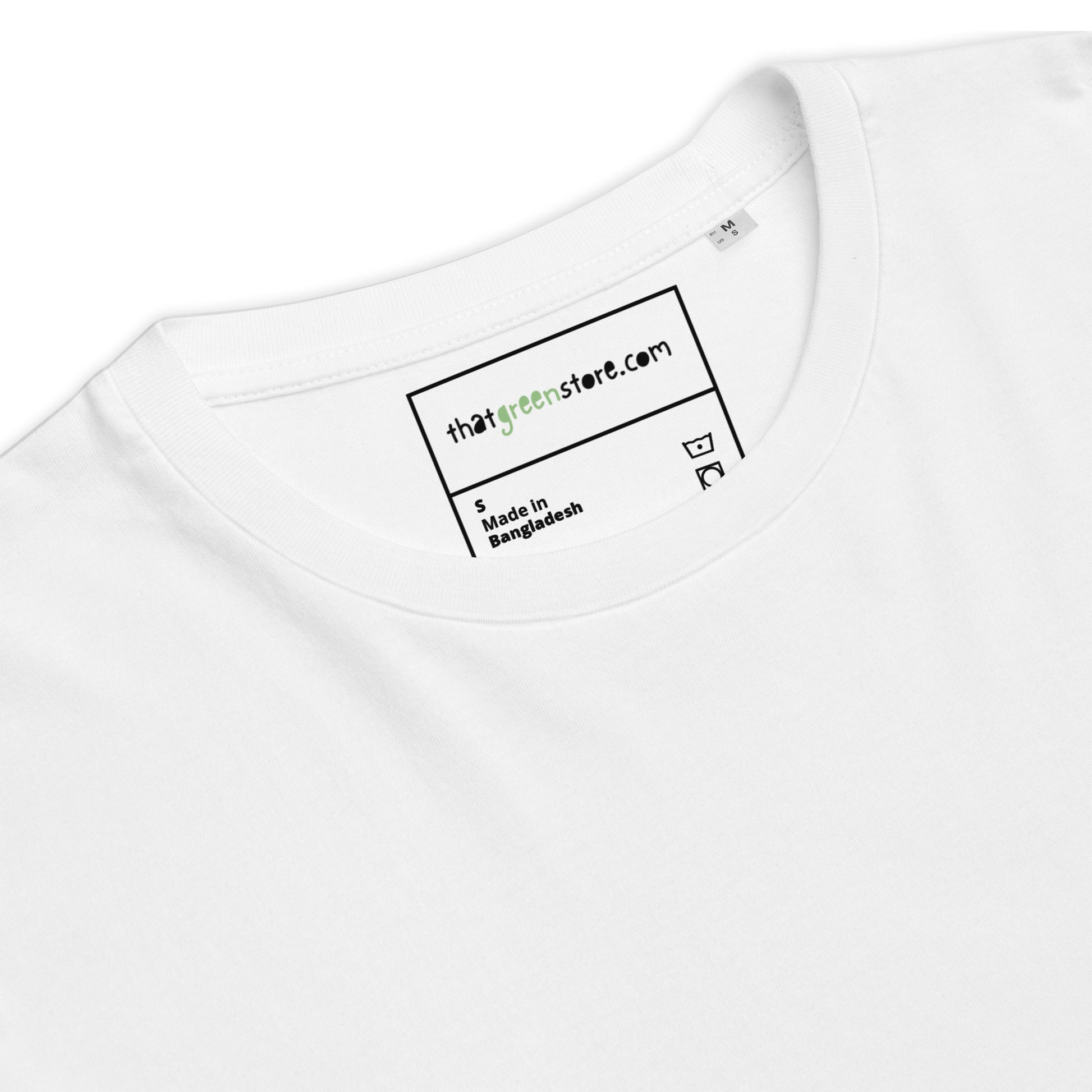 Detail of the organic cotton fabric on the Technically I'm right t-shirt. white