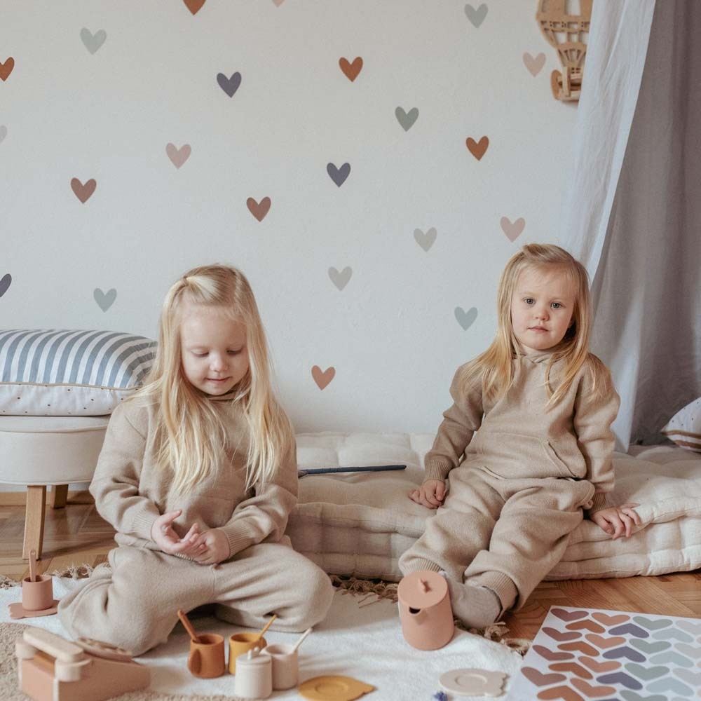 Wall Stickers Hearts - Cappuccino and Blue