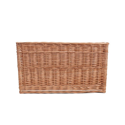 side view Premium Cervus wicker firewood basket for home decor