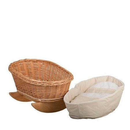 Wicker Rocking Cradle Mimi Natural - White Bedding