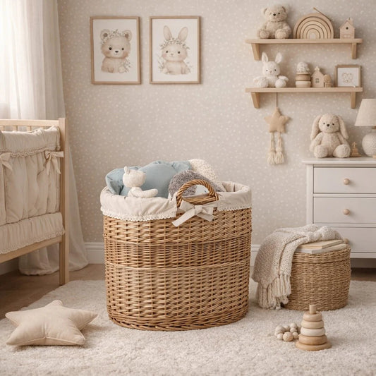 Celia wicker basket 50L for blankets and toy storage