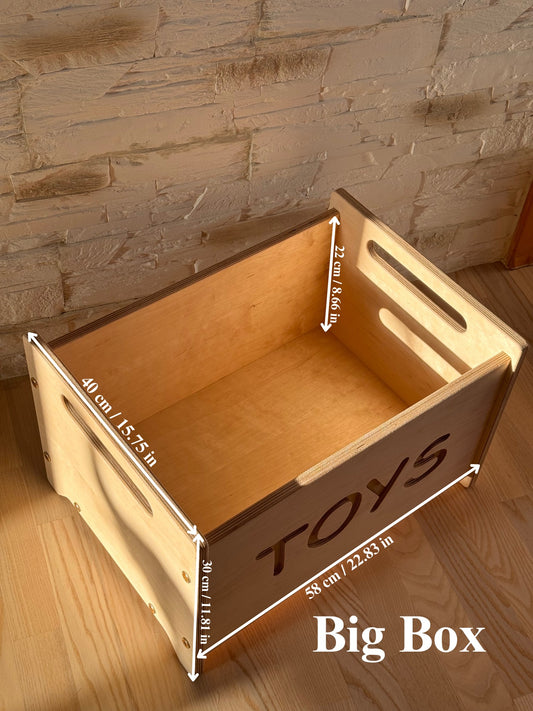 Wooden Toy Box - Montessori Nursery Storage